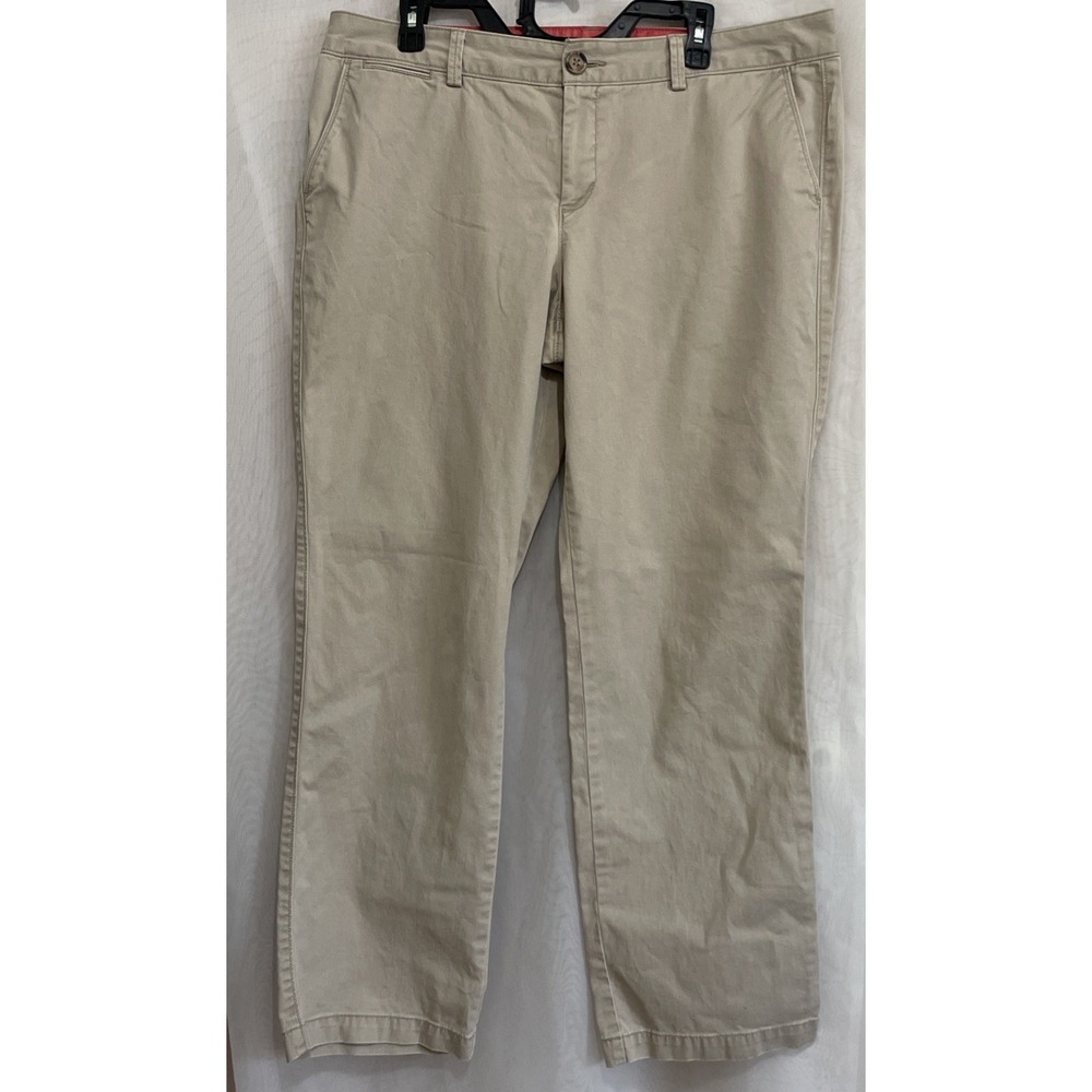Women's Khaki Pants Dockers 16 Medium Flat‎ Front 100% Cotton Tan Straight Leg